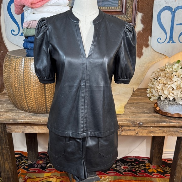 Steve Madden Tops - Steve Madden Black Faux Leather Shorts Set